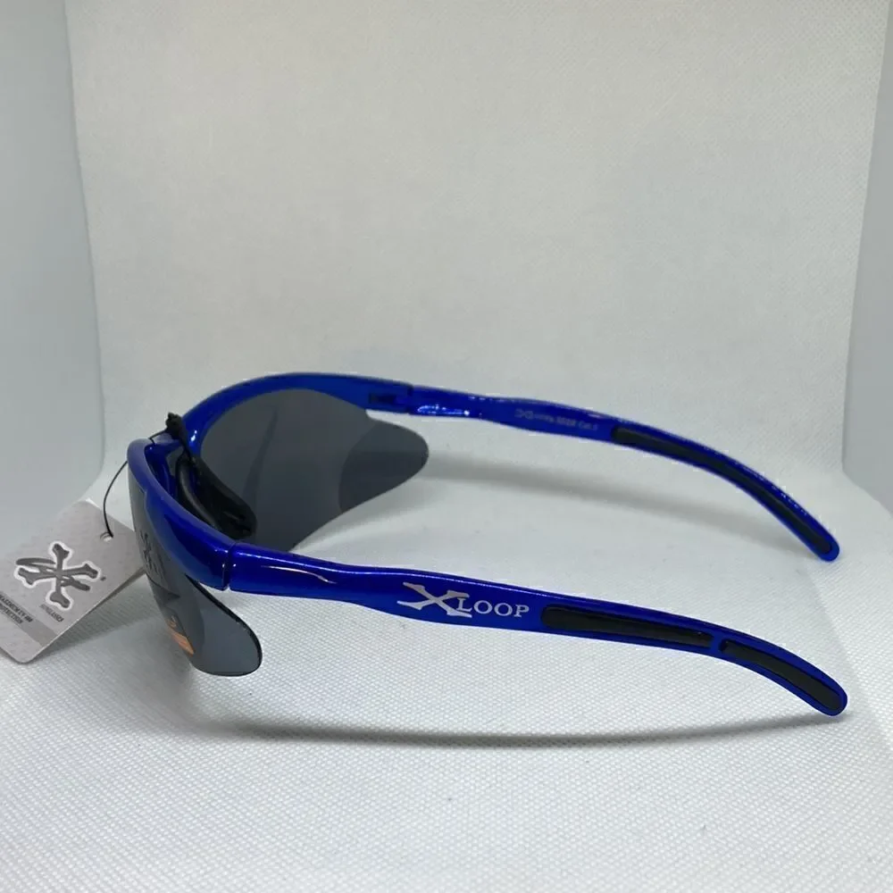 X-Loop Mens Semi-Rimless Dark Lens Sunglasses